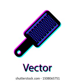 Black Grater icon isolated on white background. Kitchen symbol. Cooking utensil. Cutlery sign.  Vector Illustration