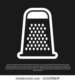 Black Grater icon isolated on black background. Kitchen symbol. Cooking utensil. Cutlery sign.  Vector Illustration