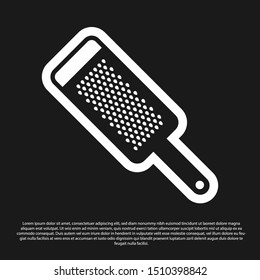 Black Grater icon isolated on black background. Kitchen symbol. Cooking utensil. Cutlery sign.  Vector Illustration
