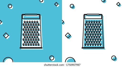 Black Grater icon isolated on blue and white background. Kitchen symbol. Random dynamic shapes. Vector Illustration