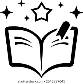 Black gratitude or journaling icon silhouette design suitable for various applications