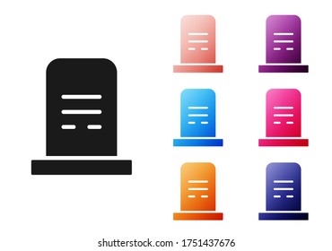Black Grave with tombstone icon isolated on white background. Set icons colorful. Vector
