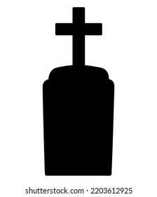 Black Gravestone Icon Over White