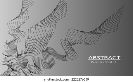 Fondo abstracto negro y gris con ondas dinámicas lineales que irradian desde una esquina. Ilustración de vectores para fondos en presentaciones y sitios web