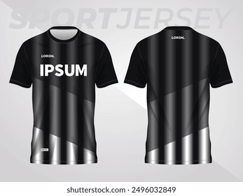 black and gray abstract background and pattern for sport jersey design and mockup. front and back view template