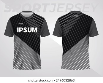 black and gray abstract background and pattern for sport jersey design and mockup. front and back view template