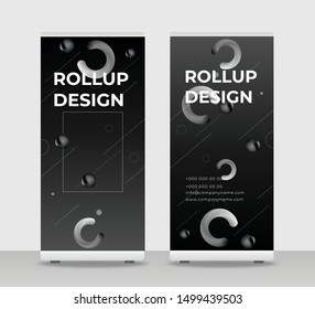 Black gray Abstract Shapes Modern Exhibition Advertising Trend Business Roll Up Banner Stand Poster Brochure flat design template creative concept. Black gray Roll Up EPS. Presentation Cover