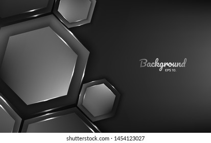 Black and gray abstract vector background images Modern concept Hexagonal geometry