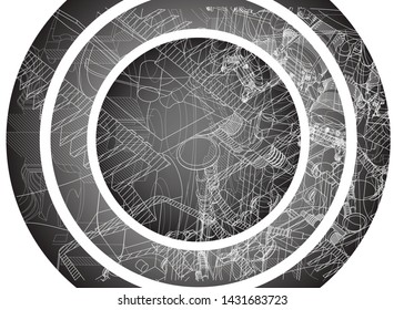 Black and gray abstraction on a white background. Many lines