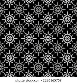 Black gray art seamless pattern. Overlapping art forms, stripes, polygons, segments are grouped and arranged in a certain order. Vector. 

