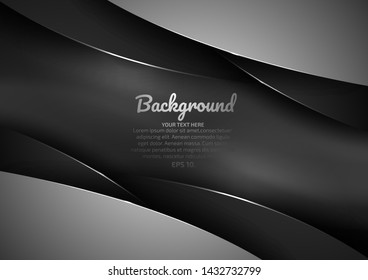 Black and gray background image Abstract geometric pattern curve eps10 vector