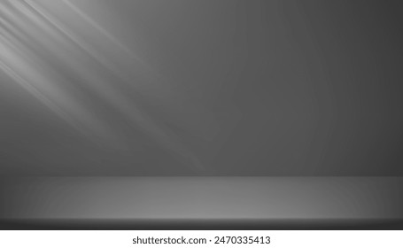 Black and Gray background. Space for selling products on the website. Business backdrop. Business backdrop. Empty room with light effect. Vector illustration.