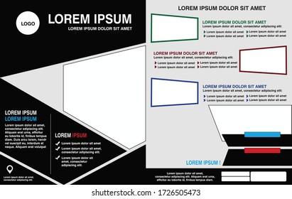 Plantilla de diseño de folletos en negro y gris.