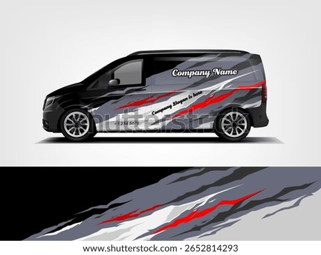 Black and Gray Business Van Wrap Red Accent Graphic for Bold Branding