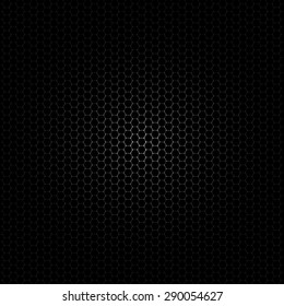 Black and gray carbon background with hexagons. Vector eps10