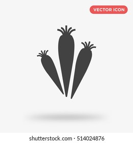 Black and gray carrots vector icon on white background, root