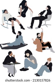 Black and gray characters vector series elements
