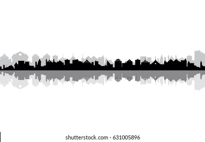 Black and gray city silhouette with reflection
abstract vector cityscape