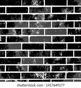 Black & gray color brick wall vector illustration background backdrop bricks design element with a grunge effect