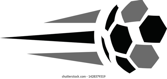 Black and gray colored  soccer ball icon with motion speed
