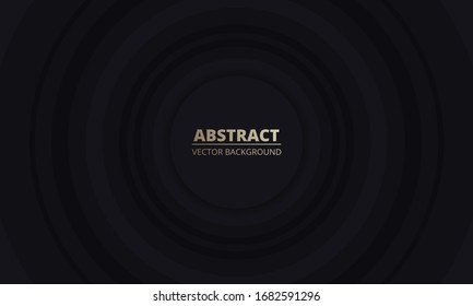 Black and gray dark abstract geometric background. Black circles in the center on a dark background. Modern trendy luxury background. Vector illustration EPS10.