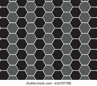 black and gray geometrical comb pattern. Hexagonal grid design.