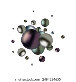 Bolas brillantes negras y grises con sombra. Perlas. fondo gráfico Abstractas