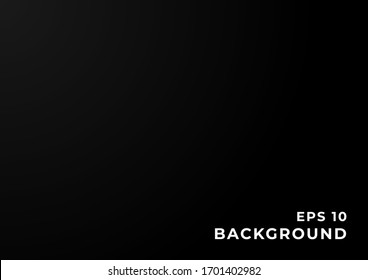 Black and gray gradient background with copy space. Design for website, presentation, wallpaper, banner and cover. Vector. Eps 10.