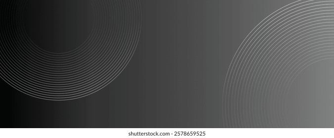 Black and gray gradient vector background, featuring subtle circular line patterns. Black and gray vector background in calm and modern texture. Minimal vector background in black and gray color.
