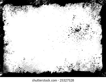 Black and gray grunge frame with paint splatter