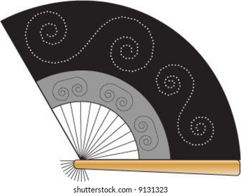 Black and gray hand held fan