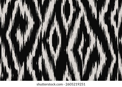 Black gray ikat diamond bold form , Ornament seamless trendy endless pattern illustration stripe vector print ethnicity blurred fashion colorful drawing beautiful textile ornamental ogee endless