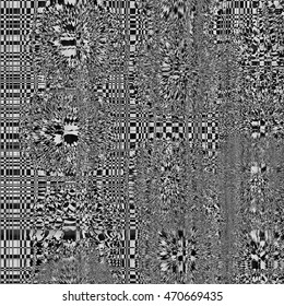 Black and gray image. Art abstract glitch textured background. Pattern Vector.