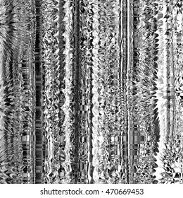 Black and gray image. Art abstract glitch textured background. Pattern Vector.