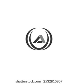 Um logotipo preto e cinza com círculo