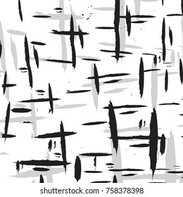 Black and gray longitudinal and transverse strokes on a white background for design and wallpaper.