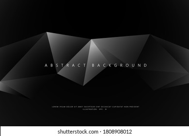 Schwarz-Grau-geometrischer Low-Poly-Hintergrund. Moderne Template-Trendform Farbverlauf-Zusammensetzung. Vektorgrafik