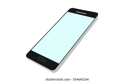 black and gray mobile phone with display - vector