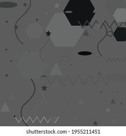 Black Gray Modern Style Simple Hipster Art. Gray Shadows Pastel Digital Grey Geometrical Modern Design. Calm White Monochorome Modern Art Pattern. Monochorome Pastel Calm Vector Illustration.