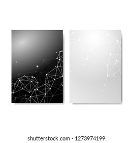 Black and gray neural texture abstract set vector