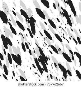 Black and gray paint splashes on a white background for wallpaper and design.