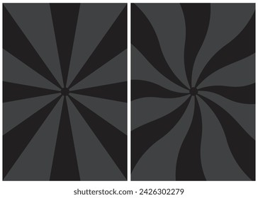 Black and gray rays, one with the swirl. Abstract background. Vector illustration.