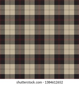 Black, gray and red color decorative tartan plaid, traditional Scottish textile pattern.
