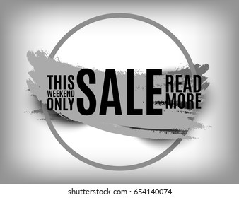 Black and gray sale poster on a abstract background. Grunge discount banner this weekend only