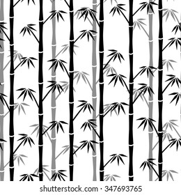 Black and gray silhouette of bamboo on white background