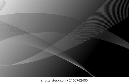 negro gris rayas de plata líneas curvas de onda gradiente fondo abstracto