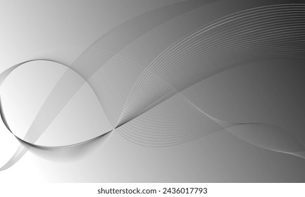 black gray smooth lines wave curves on gradient abstract background