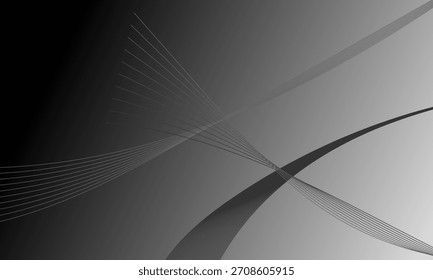 Curvas de onda de líneas suaves grises negras sobre fondo abstracto de gradiente suave