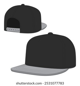 Black and gray snapback hat mockup