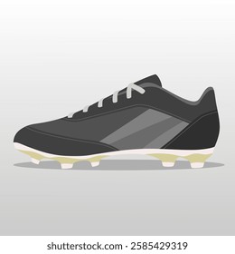 Black and gray soccer cleat with white laces and yellow studs, designed for grass surfaces